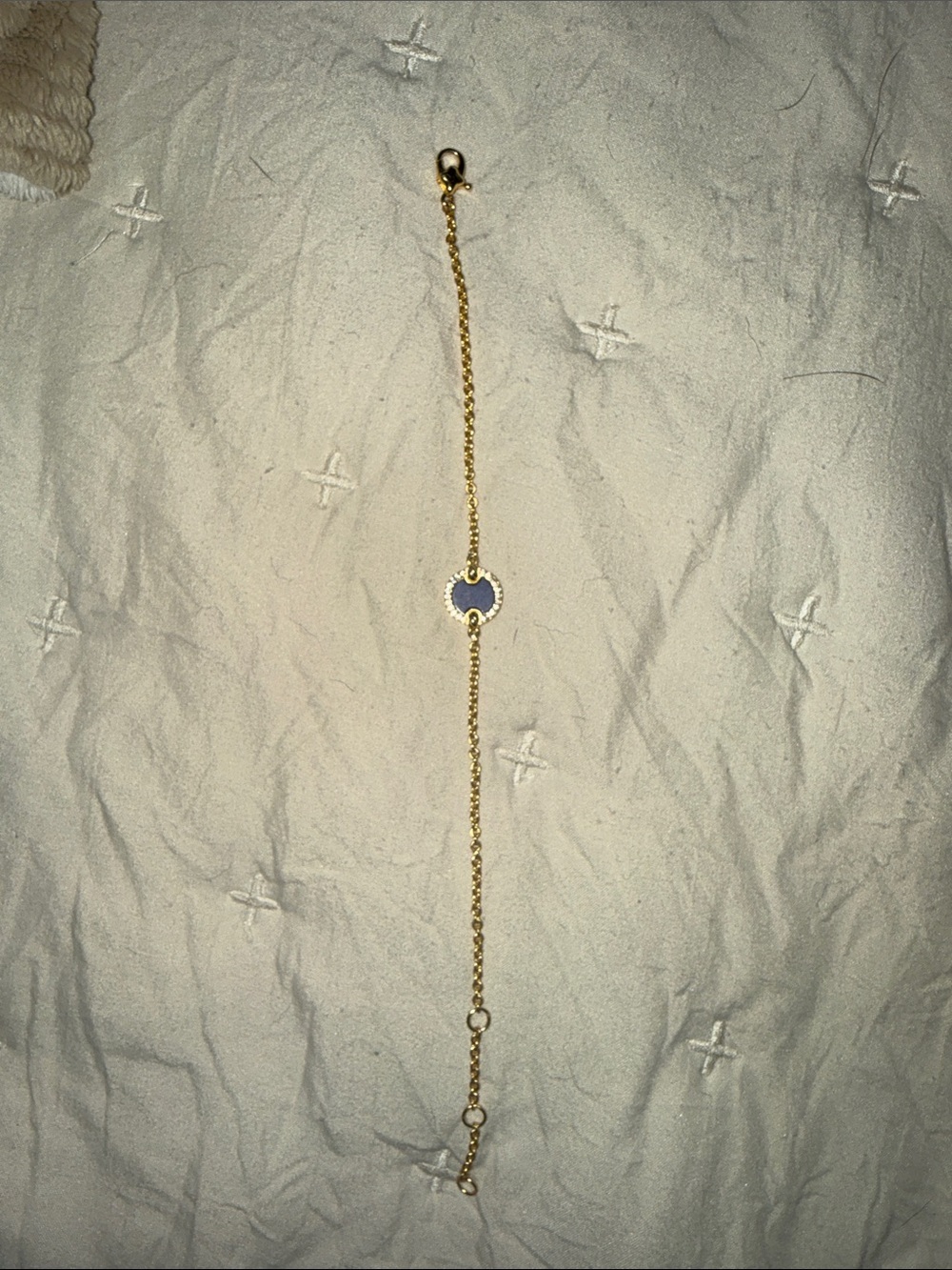 Gold plated Chain Bracelet with Blue Charm
